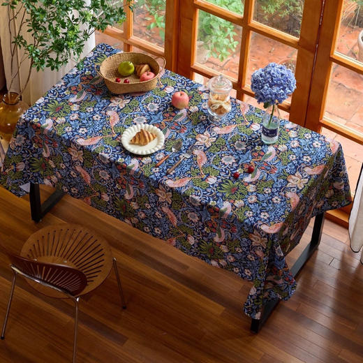 【英国Morris经典花鸟图案桌布】高克重厚实面料，真防水+高贵华丽垂感 商品图0