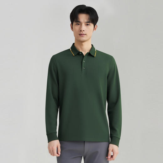 【含桑蚕丝&绵羊毛】圣得西翻领Polo衫2025秋季新款亲肤长袖T恤男 商品图13