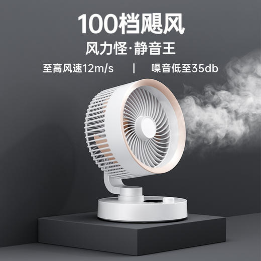 【新款循环风扇】100档位无极调速 办公桌面扇迷你充电便携式壁挂 商品图3