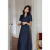 鹿向南[蔚蓝絮语]气质通勤polo领短袖连衣裙女夏季收腰藏蓝色长裙 商品缩略图0
