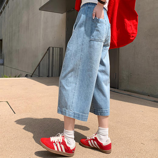 【25年新款牛仔裤，特价活动合集】【时髦百搭，拼手速】蓝色夏季牛仔裤女新款休闲宽松阔腿直筒牛仔显瘦百搭松紧牛仔裤100% 商品图11