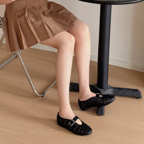 韩国PLAT BASE 夏季镂空玛丽珍休闲鞋 舒适透气 时尚百搭 商品图1