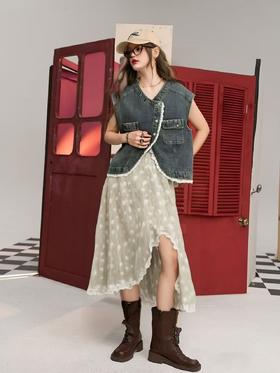 实物超好看【时装系列】ME TOWN'S （三季可穿）R332超好看蕾丝边牛仔马甲M1-2-喜出