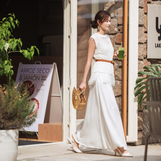 【林栖设计小店】镂空提花针织上衣肌理感流苏设计2025早秋新款针织衫女F1953223 商品图5