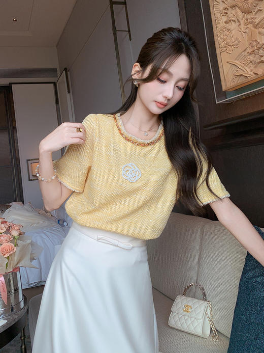 张心子【小香山茶花】减龄高级感山茶花编织上衣 U2507014 商品图10