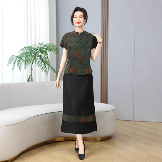 丁摩真丝香云纱龟纹新中式国风休闲新款薄100%桑蚕丝半裙AL2581 商品图3