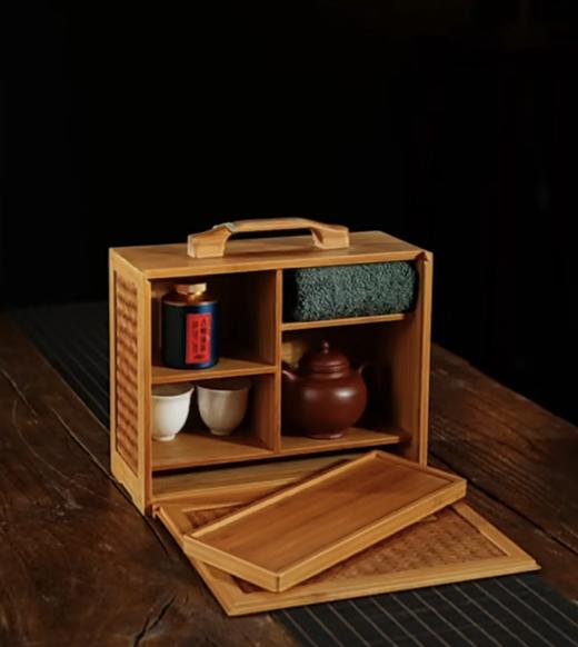 宜兴紫砂壶 一壶两杯两茶罐 和而不流茶器美学 一器一竹见天地 特惠 出行茶具 商品图0