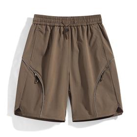 【FICAKLON斐卡侬】2025夏季美式潮流高街水洗休闲短裤男式线条拉链宽松休闲男