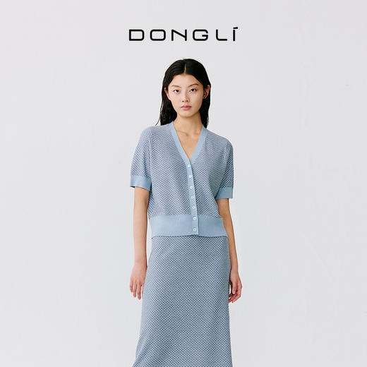 东黎 • 温柔的海风 桑蚕丝山羊绒女士提花V领开衫 5304 商品图3