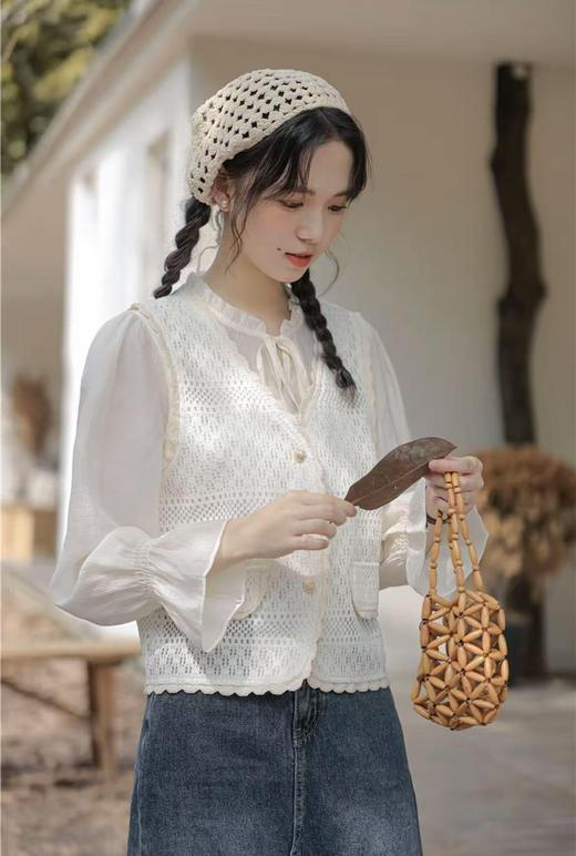 【时装系列】（两件套）法式温柔风系列蕾丝马甲➕小衫套装M1-3-喜出 商品图3