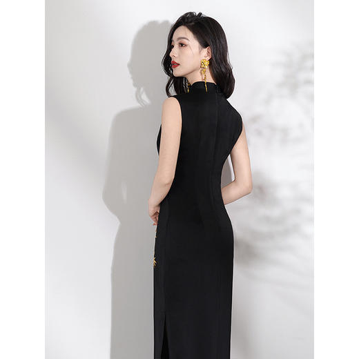 黑色无袖旗袍，改良国风刺绣修身高级感LSB3454 商品图4