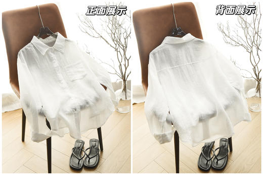 松弛感出片神器老钱风水洗棉麻超薄透气衬衫 商品图8