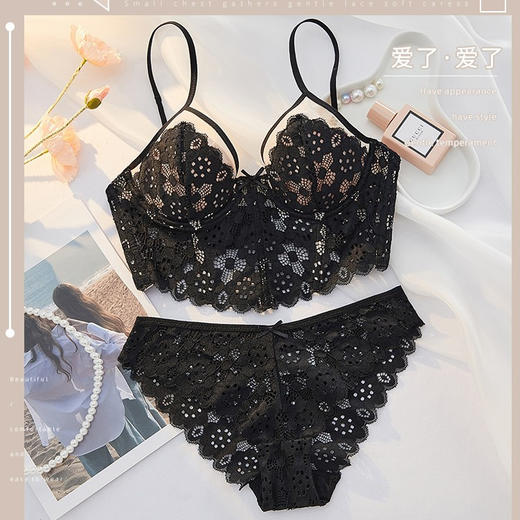 【五根软鱼骨，塑形无勒感！】法式超薄内衣女大胸显小胸 夏季薄款收副乳防下垂套装 细肩吊带文胸-QA 商品图9