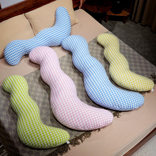 自然醒泡泡格子月牙长条抱枕头夹腿侧睡专用冰丝女生睡觉神器男生款成人孕妇QYL 商品图9