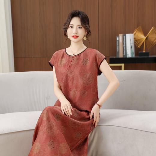 丁摩真丝香云纱花萝短袖新款新中式高级时尚100%桑蚕丝T恤AL5165 商品图0