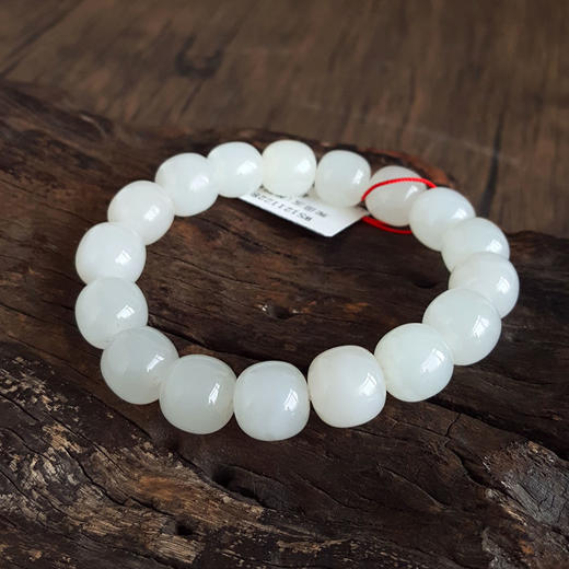 【天然正品】天然约11*12MM无杂裂青海料和田玉桶珠手串天然约11*12MM无杂裂青海料和田玉桶珠手串中性款现售价：980特价！110725NJM03 商品图3