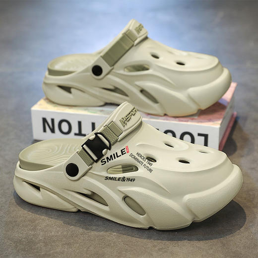 新款高质感男士户外沙滩鞋 舒适超软防滑室内百搭韩版增高凉鞋 情侣洞洞鞋 商品图3