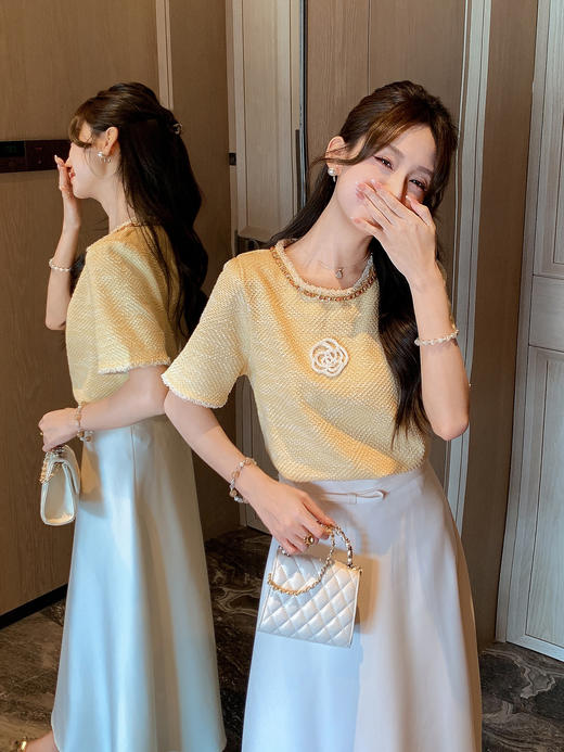 张心子【小香山茶花】减龄高级感山茶花编织上衣 U2507014 商品图4