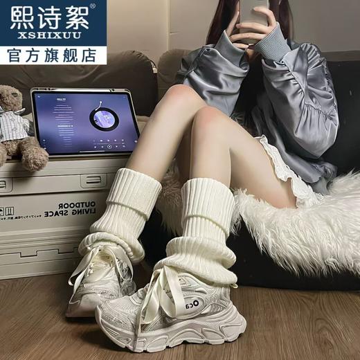 腿套女堆堆袜小腿袜纯欲风套脚袜子白色薄款春秋款针织袜套 商品图1