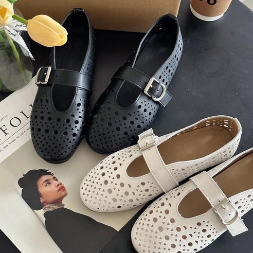 韩国PLAT BASE 夏季镂空玛丽珍休闲鞋 舒适透气 时尚百搭 商品图11