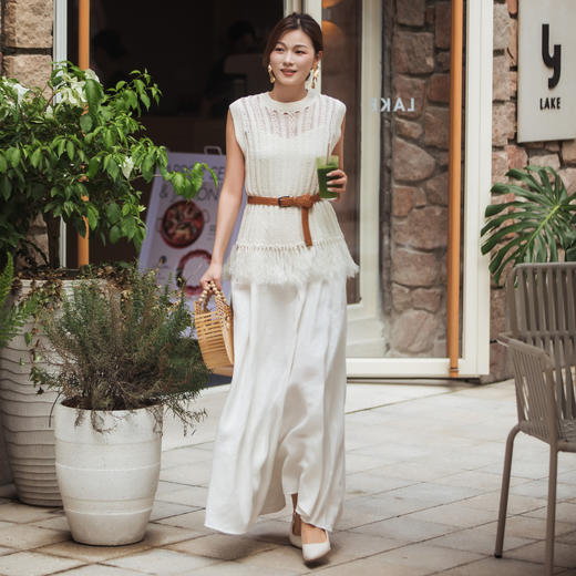 【林栖设计小店】镂空提花针织上衣肌理感流苏设计2025早秋新款针织衫女F1953223 商品图2