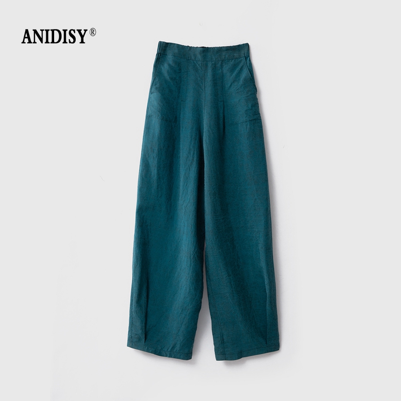 真丝龟纹香云纱半松紧腰休闲萝卜裤