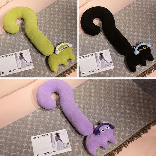 自然醒INS风问号猫长条睡觉抱枕创意睡觉女生沙发客厅靠枕毛绒脖子午睡枕办公室QYL 商品图7