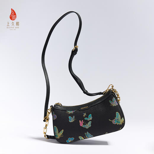 SAINTJOY/上久楷 新中式宋锦女士拎包腋下包晴春蝶戏  BWS25A0502 商品图6