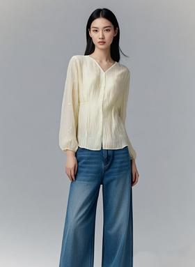 冰点价！仅限11.11！退货勿拍【时装系列】ME TOWN'S 薄款长袖V领薄纱小衫M1-2-喜出