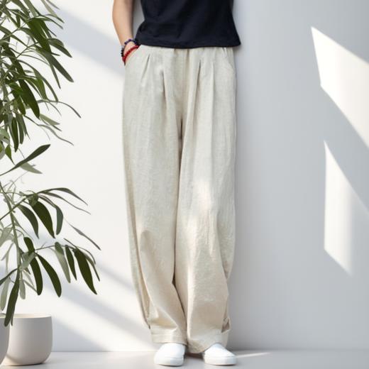 预售【穿堂风裤】臣禾松紧腰棉麻休闲裤防晒裤消暑纳凉JZ252060675 商品图8