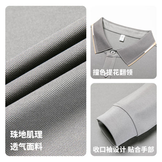 【含桑蚕丝&绵羊毛】圣得西翻领Polo衫2025秋季新款亲肤长袖T恤男 商品图4