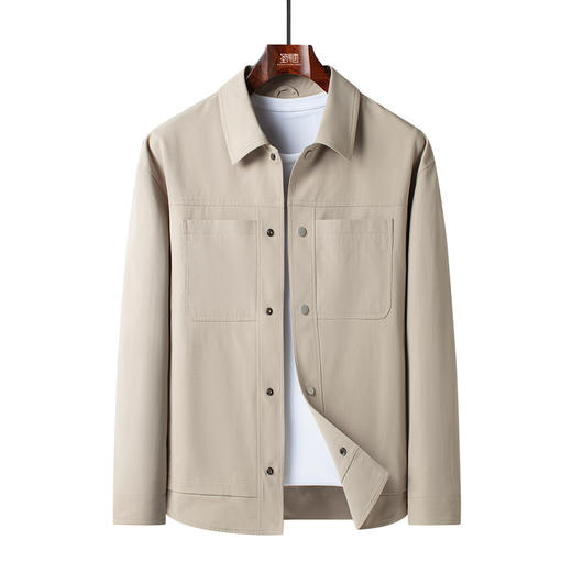 圣得西2025年秋季新款男士外套纯色百搭休闲工装风翻领夹克上衣男 商品图13