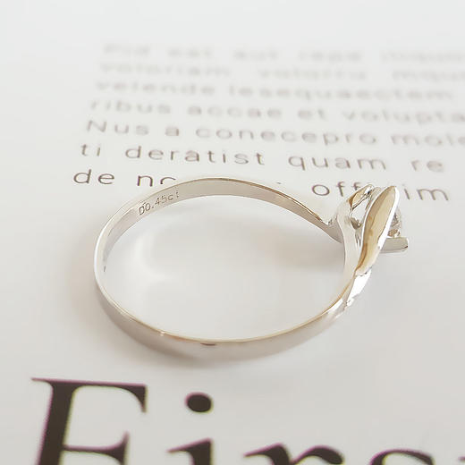 【天然正品】AU750白金时尚经典款0.45克拉钻石戒指H-SI13号（戒圈可改）女士现售价：3580！030725NJM01 商品图6