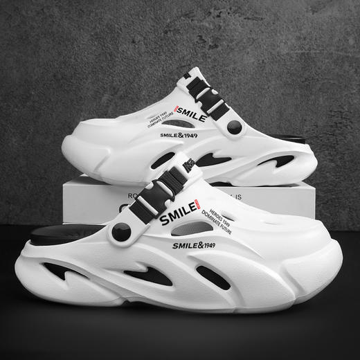 新款高质感男士户外沙滩鞋 舒适超软防滑室内百搭韩版增高凉鞋 情侣洞洞鞋 商品图5