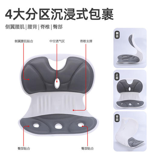 【矫正坐姿，自然收腰挺直！】护腰坐垫办公室腰靠座椅靠垫 哺乳凳久坐不累 学生矫正神器车用靠背-QA 商品图4