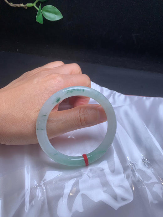 620548，53冰绿底细圆条，冰冰的，一大截淡雅的绿底色，一边飘花 商品图5