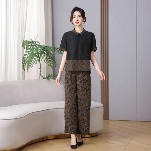 丁摩100%真丝香云纱龟裂纹高端时尚桑蚕丝短袖新款体恤AL5611 商品图2