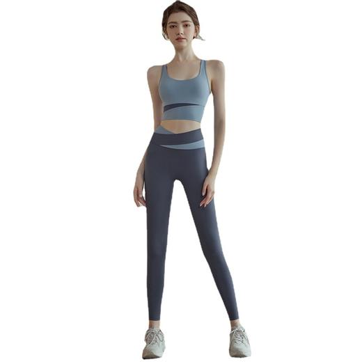 瑜伽服套装女夏季运动内衣背心时尚拼色聚拢文胸健身跑步套装批发 商品图4