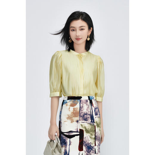 剩L/XL 莱赛尔衬衫 米思阳2025初秋高级感优雅通勤百搭显瘦七分袖女式衬衫3998 商品图4