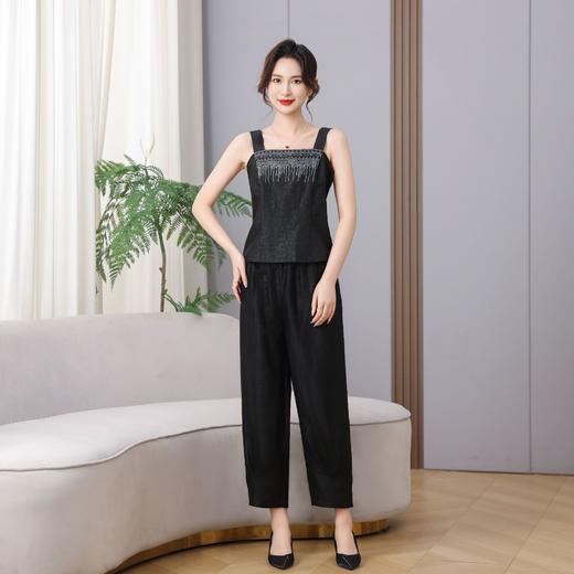 丁摩100%桑蚕丝新款真丝香云纱时尚收腰小背心韩版修前刺绣百搭背心AL5658 商品图1