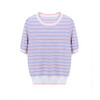 「自」全新升级【铂金会员293/天猫399/差价106】(03024)洛诗琳撞色条纹圆领针织T恤2025夏季薄款设计感镂空上衣女 商品缩略图4