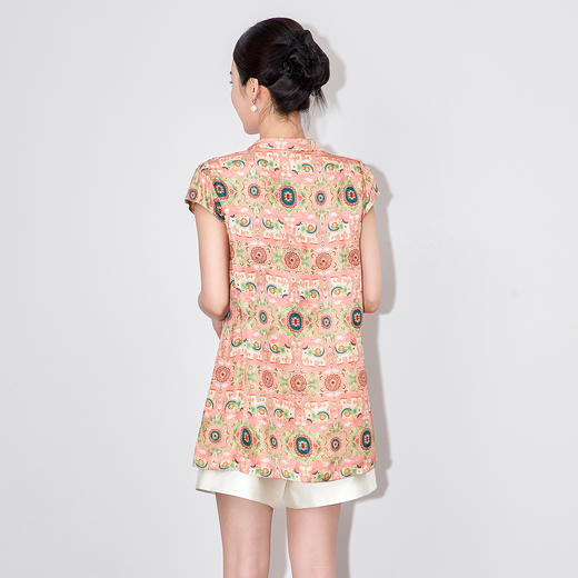 「高货wl」全新升级【铂金会员312/天猫419/差价107】(00142)洛诗琳香云纱新中式国风提花衬衫2025夏季立领盘扣上衣女 商品图1