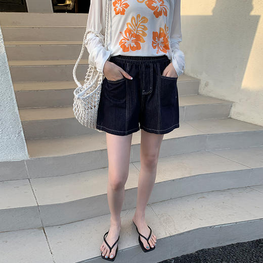 【25年新款牛仔裤，特价活动合集】【时髦百搭，拼手速】蓝色夏季牛仔裤女新款休闲宽松阔腿直筒牛仔显瘦百搭松紧牛仔裤100% 商品图6