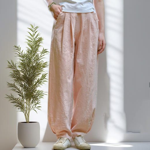 预售【穿堂风裤】臣禾松紧腰棉麻休闲裤防晒裤消暑纳凉JZ252060675 商品图6