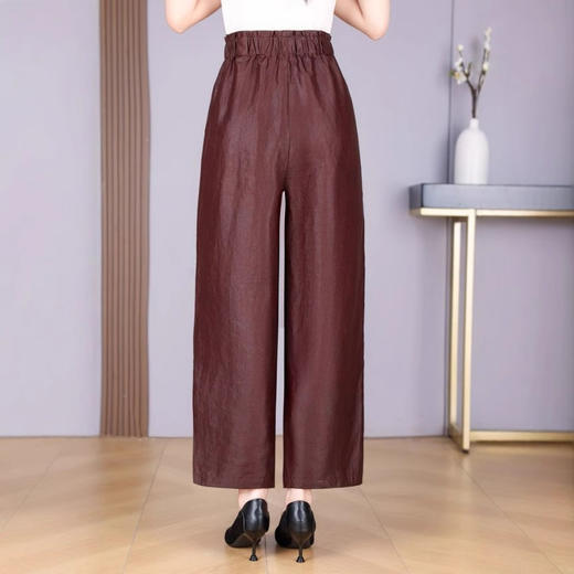 丁摩100%真丝香云纱红云纱直筒阔腿裤新款休闲松紧腰AL5135 商品图2
