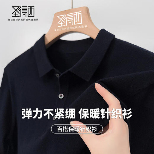 圣得西男士柔软易打理针织POLO衫2025秋季通勤易搭新款舒适毛衣 商品图2