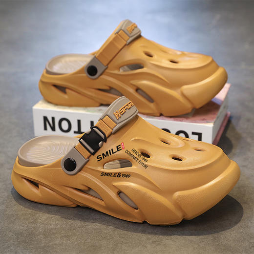 新款高质感男士户外沙滩鞋 舒适超软防滑室内百搭韩版增高凉鞋 情侣洞洞鞋 商品图9