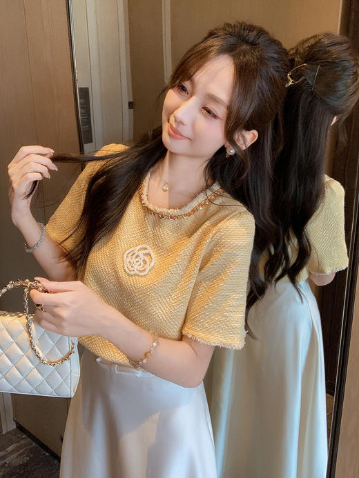 张心子【小香山茶花】减龄高级感山茶花编织上衣 U2507014 商品图5