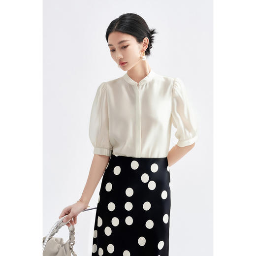 剩L/XL 莱赛尔衬衫 米思阳2025初秋高级感优雅通勤百搭显瘦七分袖女式衬衫3998 商品图3