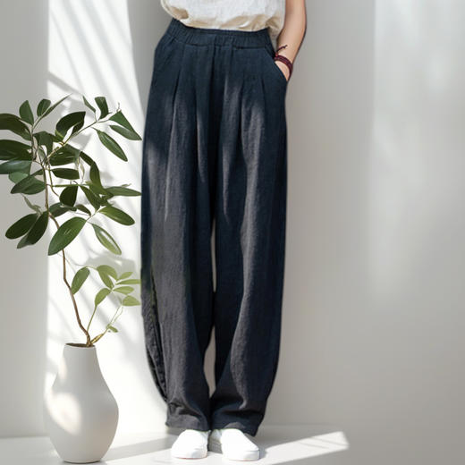 预售【穿堂风裤】臣禾松紧腰棉麻休闲裤防晒裤消暑纳凉JZ252060675 商品图2